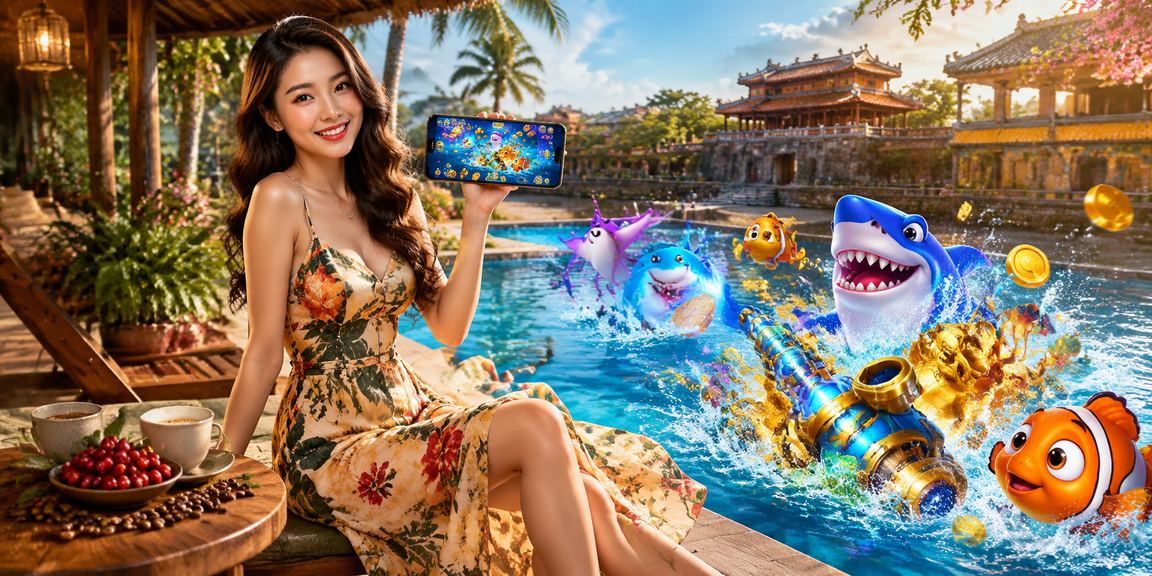 Người chơi bắn cá tại Huế kết hợp thưởng thức cà phê buổi sáng