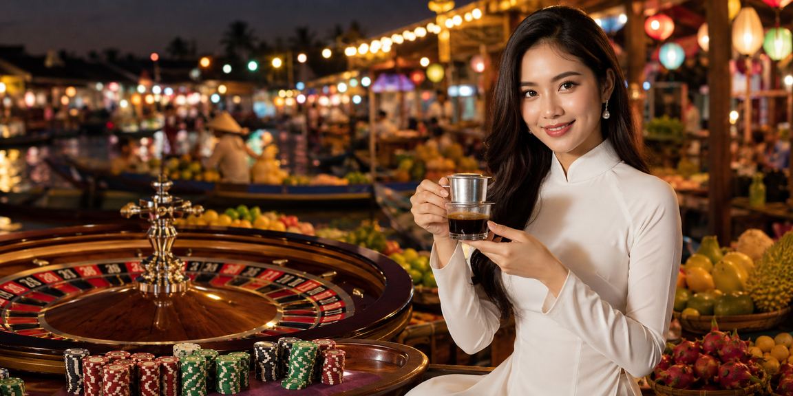 Người chơi roulette trong trang phục truyền thống Áo dài tại Đồng bằng sông Cửu Long